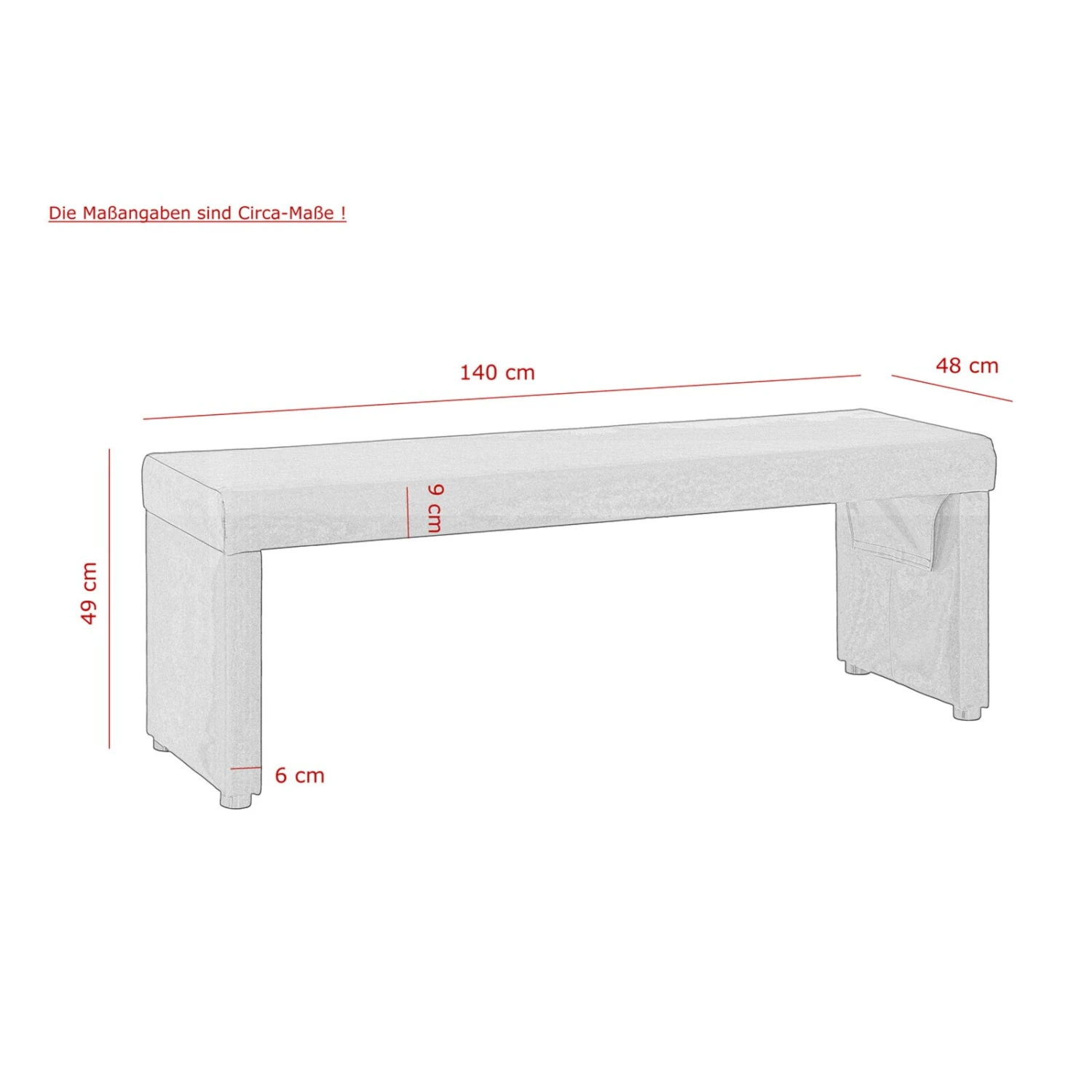 Sitzbank - grau - Kunstleder 3 Sitzbank - grau - Kunstleder – Bild 3