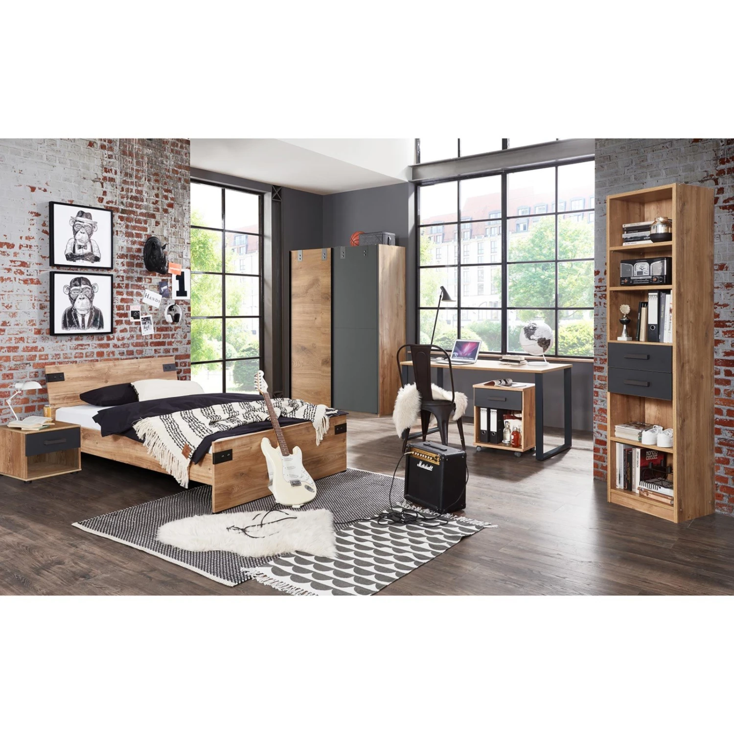 Regal - Plankeneiche - graphit - 47 cm 2 Regal - Plankeneiche - graphit - 47 cm – Bild 2