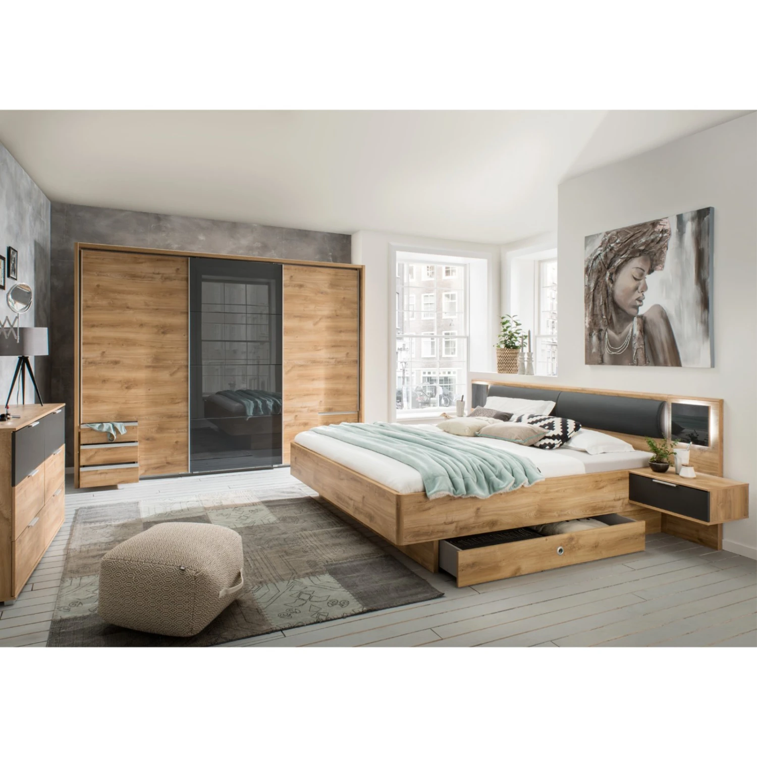 Sideboard - Plankeneiche - Graphit - 130 cm 2 Sideboard - Plankeneiche - Graphit - 130 cm – Bild 2