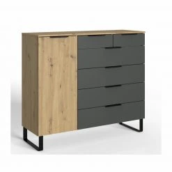 Kommode - graphit-Artisan Eiche - 6 Schubkästen - 120 cm