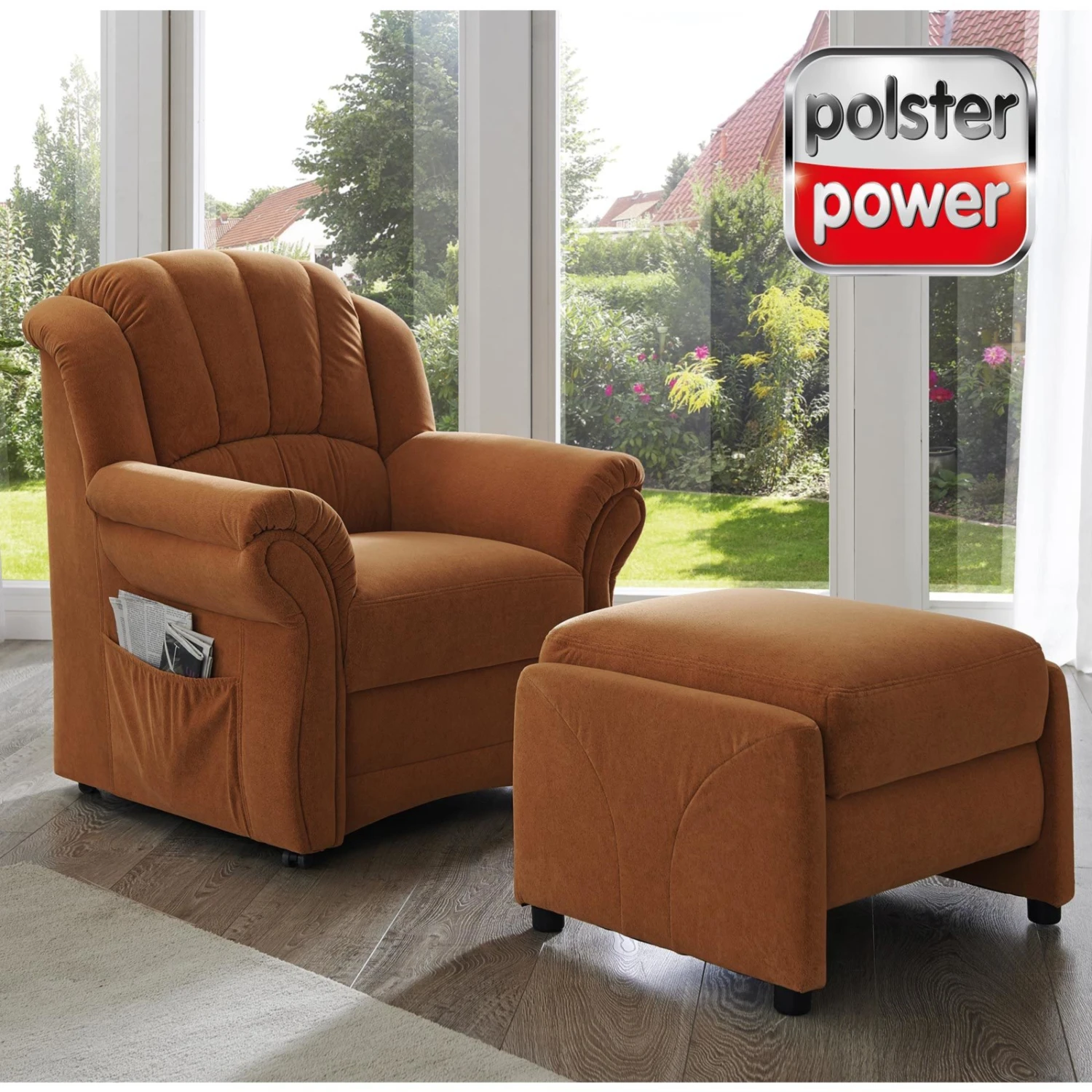 polsterpower Relaxhocker - terracotta - Flockvelours 1 polsterpower Relaxhocker - terracotta - Flockvelours