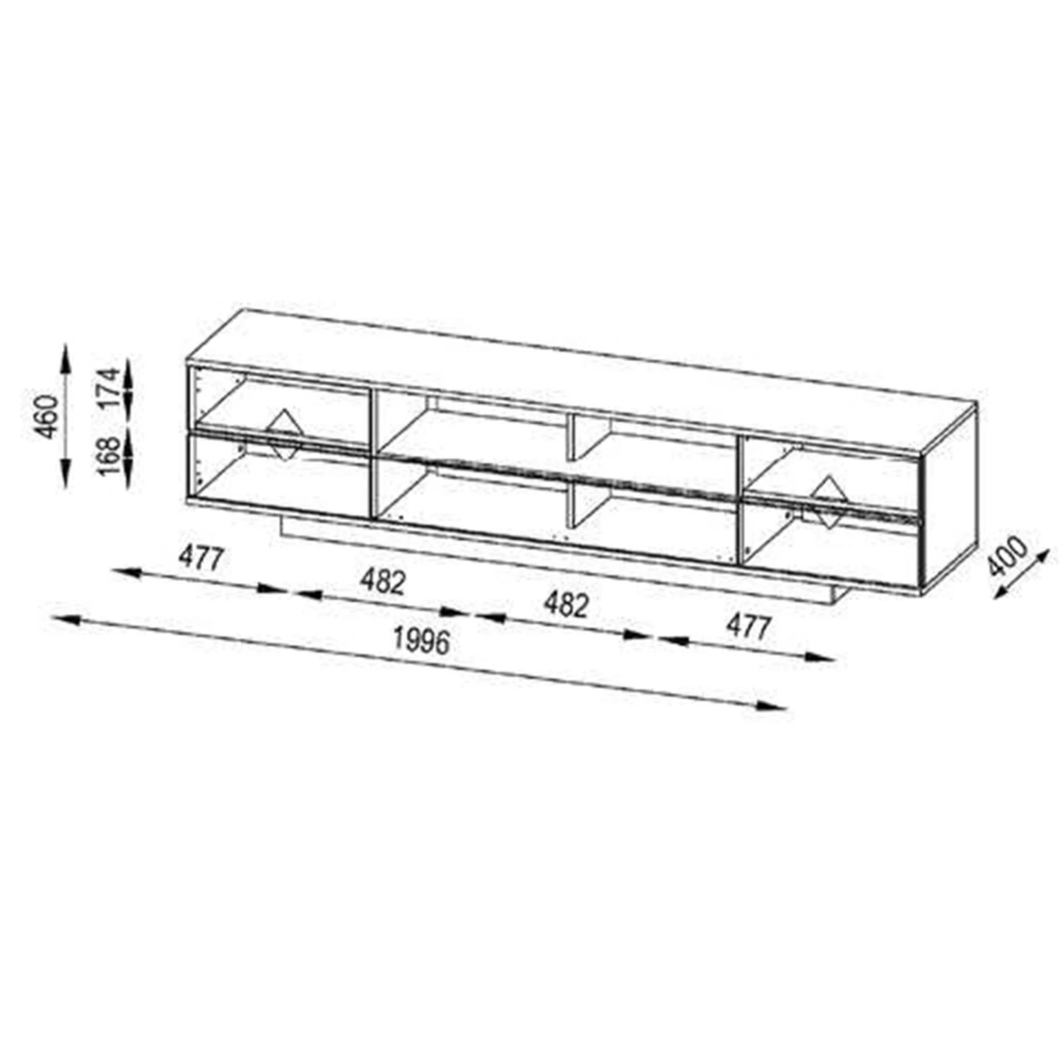 TV-Lowboard - weiß Hochglanz - Beton-Optik 2 TV-Lowboard - weiß Hochglanz - Beton-Optik – Bild 2