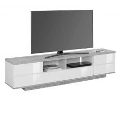 TV-Lowboard - weiß Hochglanz - Beton-Optik 5 TV-Lowboard - weiß Hochglanz - Beton-Optik -Esszimmer Verkaufsgeschäft 0432001500 03 1600Wx1600H