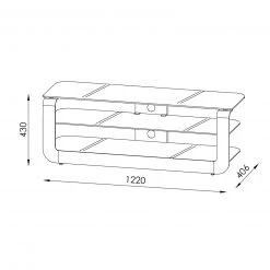 TV-Lowboard - Schwarzglas - 3 Ablagen -Esszimmer Verkaufsgeschäft 0432002200 04 1600Wx1600H