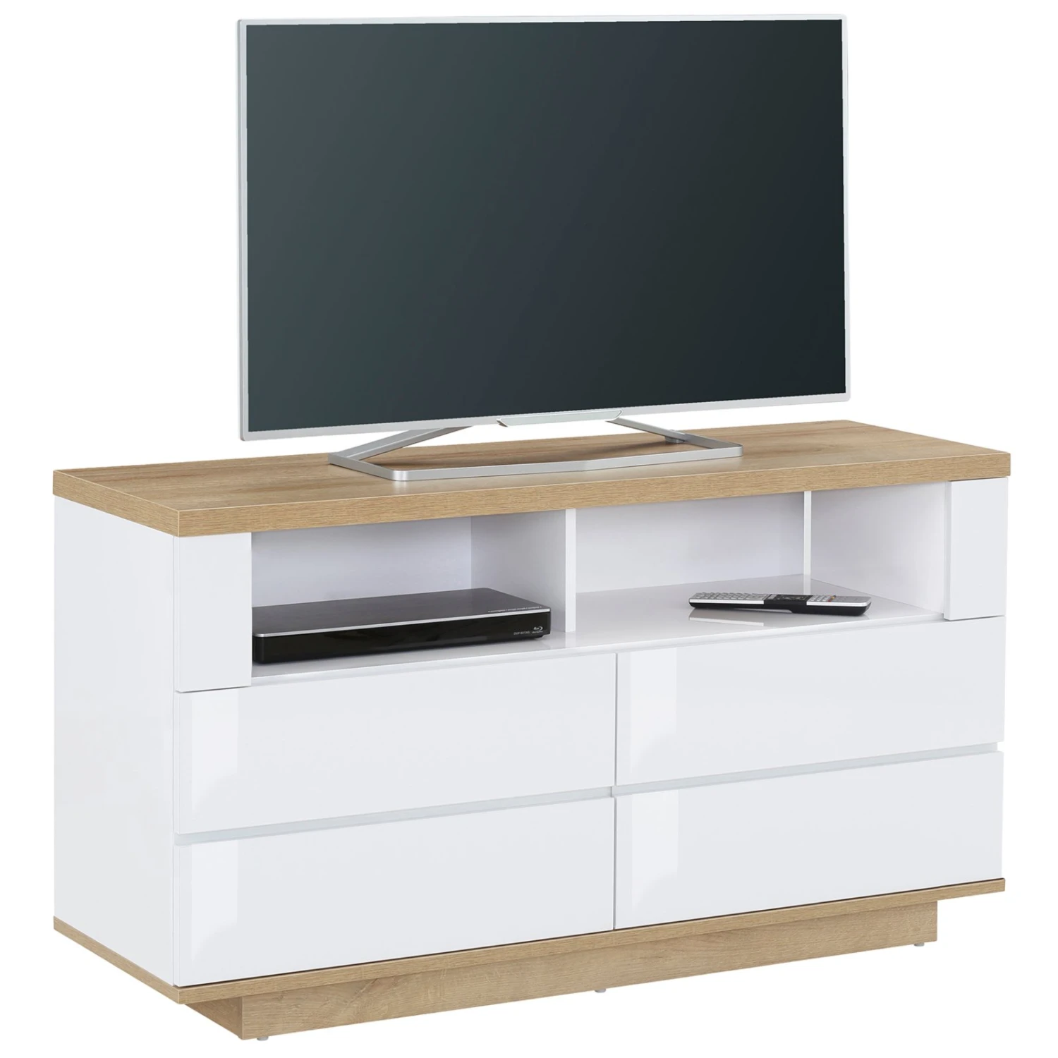 Lowboard - Riviera Eiche-weiß - 2 Gerätefächer 2 Lowboard - Riviera Eiche-weiß - 2 Gerätefächer – Bild 2