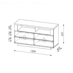 Lowboard - Riviera Eiche-weiß - 2 Gerätefächer 5 Lowboard - Riviera Eiche-weiß - 2 Gerätefächer -Esszimmer Verkaufsgeschäft 0432002300 03 1600Wx1600H