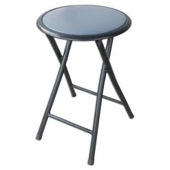 Klapphocker - grau - gepolsterter Sitz