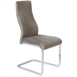 Schwingstuhl - grau - Samt mit Steppung