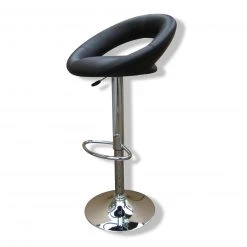 Barhocker - schwarz - Lederoptik - Chrom