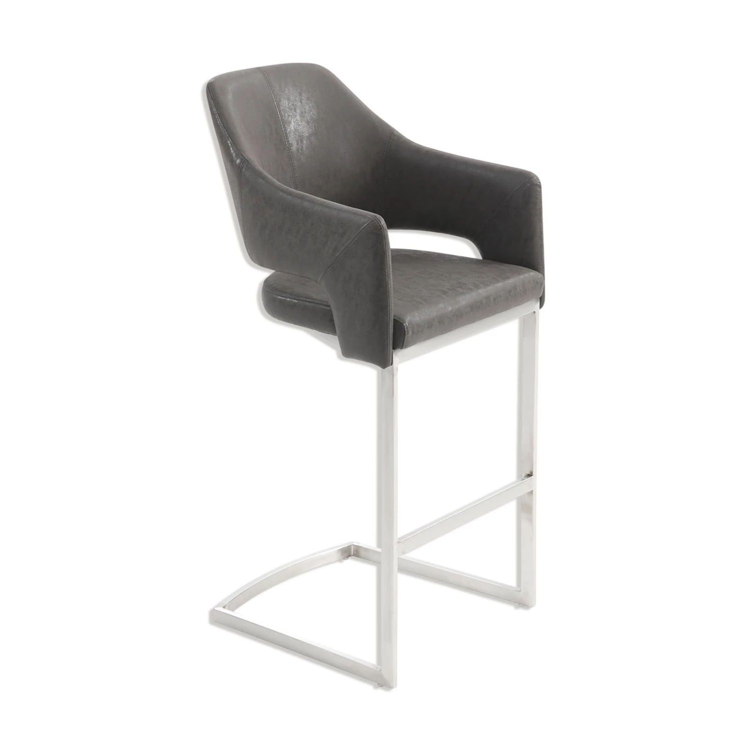 Barhocker - grau - Kunstleder 1 Barhocker - grau - Kunstleder