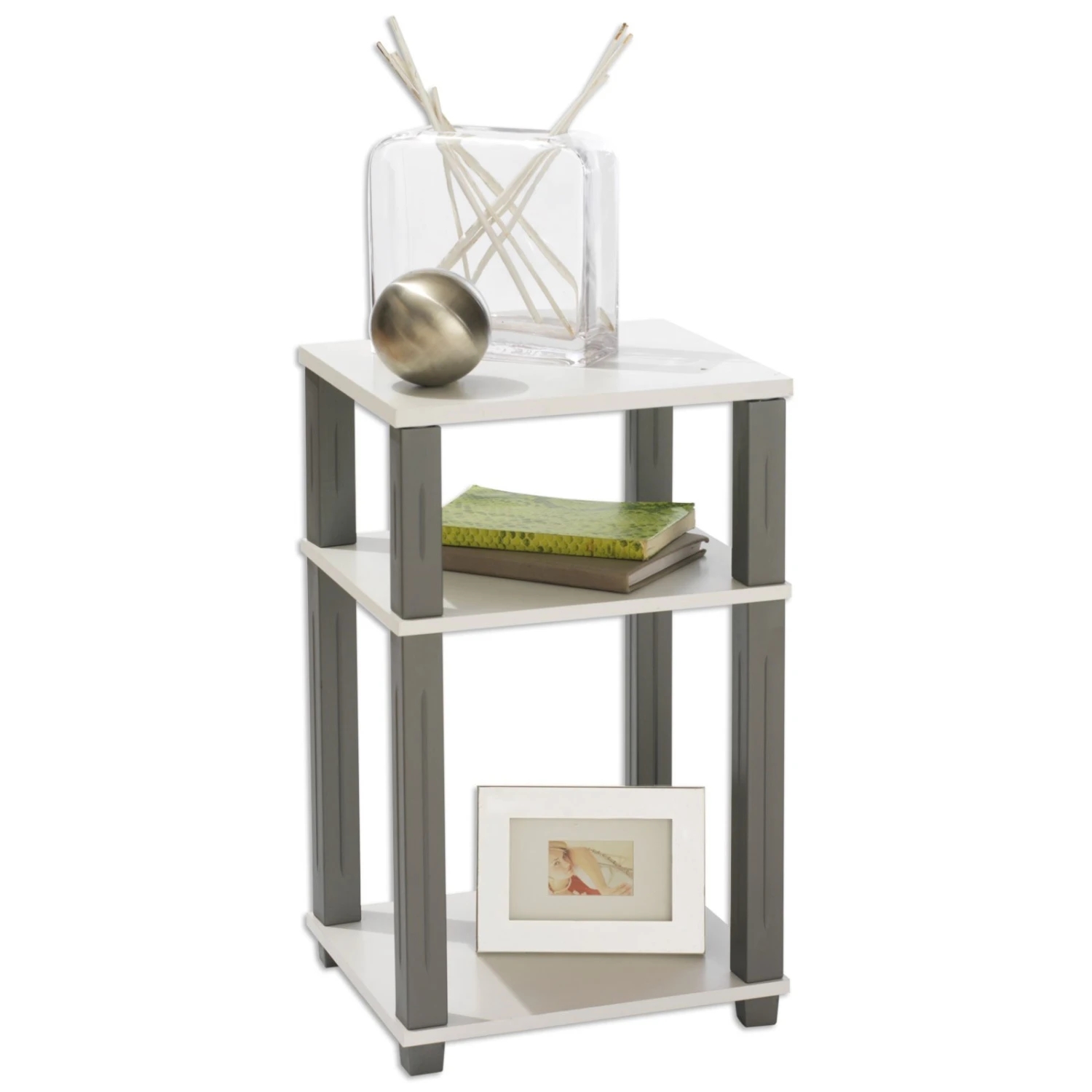 Regal - weiß-silber - 57 cm hoch 1 Regal - weiß-silber - 57 cm hoch