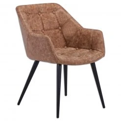 Armlehnenstuhl - hellbraun - Vintageoptik