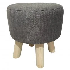 Sitzhocker - grau - Kiefer - Webstoff