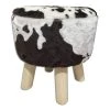 Sitzhocker - schwarz-weiß - Kuhfelloptik - Kiefer