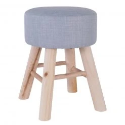 Sitzhocker - eisblau - Webstoff - Kiefer