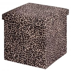 Sitzhocker - beige-braun - Leopardenfelloptik