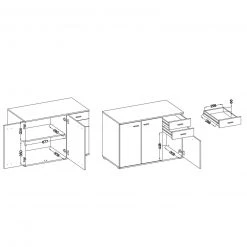 Kommode - weiß - 106 cm breit 5 Kommode - weiß - 106 cm breit -Esszimmer Verkaufsgeschäft 1016000202 03 1600Wx1600H