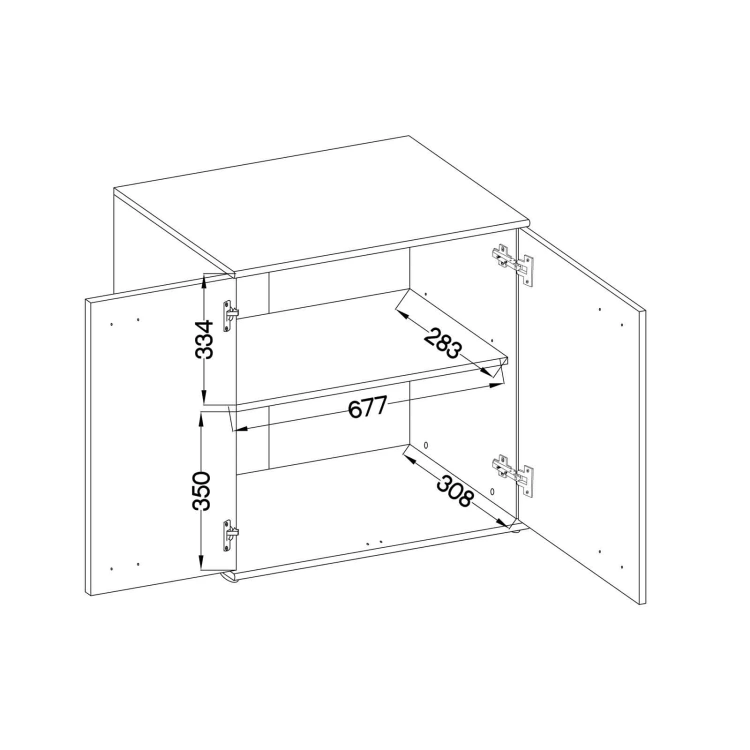 Kommode - weiß - 2 Türen - 71 cm breit 3 Kommode - weiß - 2 Türen - 71 cm breit – Bild 3
