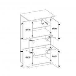 Highboard - Artisan Eiche - 4 Türen -Esszimmer Verkaufsgeschäft 1016016500 03 1600Wx1600H
