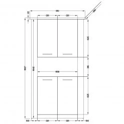 Highboard - Artisan Eiche - 4 Türen -Esszimmer Verkaufsgeschäft 1016016500 04 1600Wx1600H