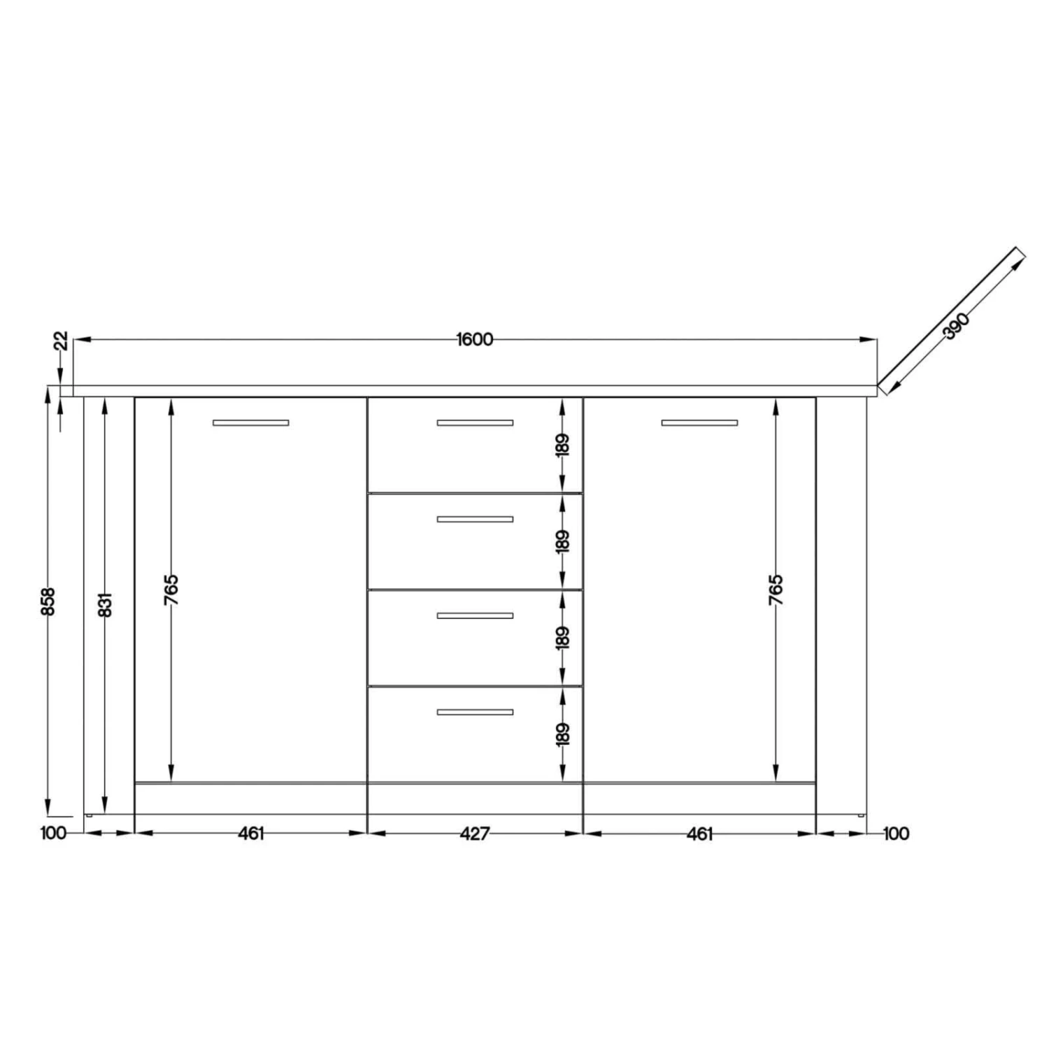Sideboard - Artisan Eiche - 4 Schubkästen 4 Sideboard - Artisan Eiche - 4 Schubkästen – Bild 4