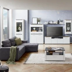 Luca Bessoni TV-Lowboard ALASSIO - weiß Hochglanz - Matera dunkel - 156 cm -Esszimmer Verkaufsgeschäft 1016018600 14 1600Wx1600H