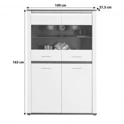 Luca Bessoni Highboardvitrine ALASSIO - weiß Hochglanz - Matera dunkel - 109 cm -Esszimmer Verkaufsgeschäft 1016018900 04 1600Wx1600H