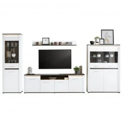 Luca Bessoni Highboardvitrine ALASSIO - weiß Hochglanz - Matera dunkel - 109 cm -Esszimmer Verkaufsgeschäft 1016018900 05 1600Wx1600H