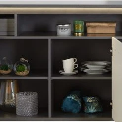 Luca Bessoni Sideboard ALASSIO - weiß-Hochglanz - Matera dunkel - 156 cm -Esszimmer Verkaufsgeschäft 1016019000 04 1600Wx1600H