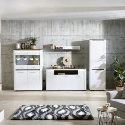 Luca Bessoni Sideboard ALASSIO - weiß-Hochglanz - Matera dunkel - 156 cm -Esszimmer Verkaufsgeschäft 1016019000 06 1600Wx1600H