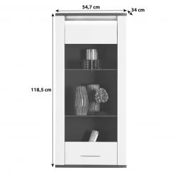 Luca Bessoni Hängevitrine ALASSIO - weiß Hochglanz - Matera dunkel - 55 cm -Esszimmer Verkaufsgeschäft 1016019500 04 1600Wx1600H
