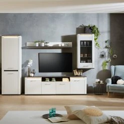 Luca Bessoni Hängevitrine ALASSIO - weiß Hochglanz - Matera dunkel - 55 cm -Esszimmer Verkaufsgeschäft 1016019500 06 1600Wx1600H