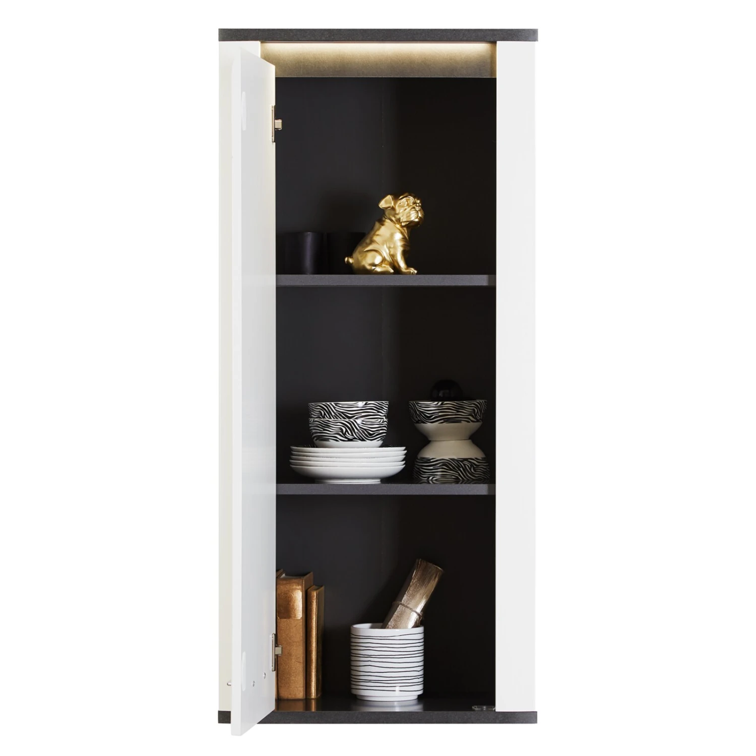 Luca Bessoni Hängeschrank ALASSIO - weiß Hochglanz - Matera dunkel - 55 cm 2 Luca Bessoni Hängeschrank ALASSIO - weiß Hochglanz - Matera dunkel - 55 cm – Bild 2