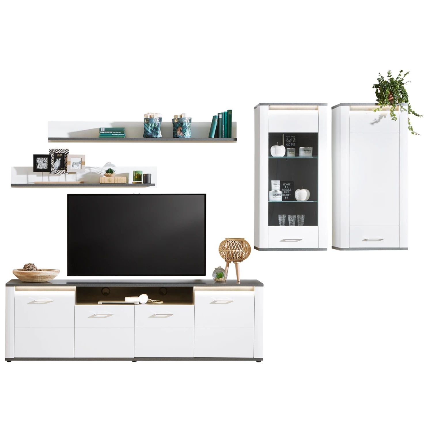 Luca Bessoni Hängeschrank ALASSIO - weiß Hochglanz - Matera dunkel - 55 cm 5 Luca Bessoni Hängeschrank ALASSIO - weiß Hochglanz - Matera dunkel - 55 cm – Bild 5