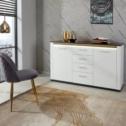 Luca Bessoni Kommode ALASSIO - weiß Hochglanz - Matera dunkel - 156 cm -Esszimmer Verkaufsgeschäft 1016019800 04 1600Wx1600H