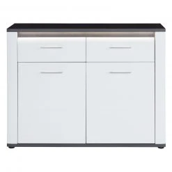 Luca Bessoni Kommode ALASSIO - weiß Hochglanz - Matera dunkel - 109 cm