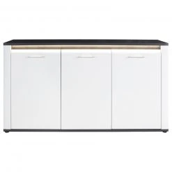Luca Bessoni Sideboard ALASSIO - weiß Hochglanz - Matera dunkel - 156 cm