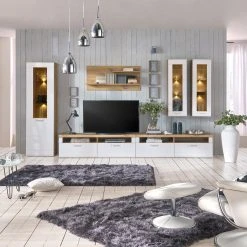 Luca Bessoni Lowboard AURIS - weiß-Flagstaff Eiche - 163 cm -Esszimmer Verkaufsgeschäft 1016021101 07 1600Wx1600H