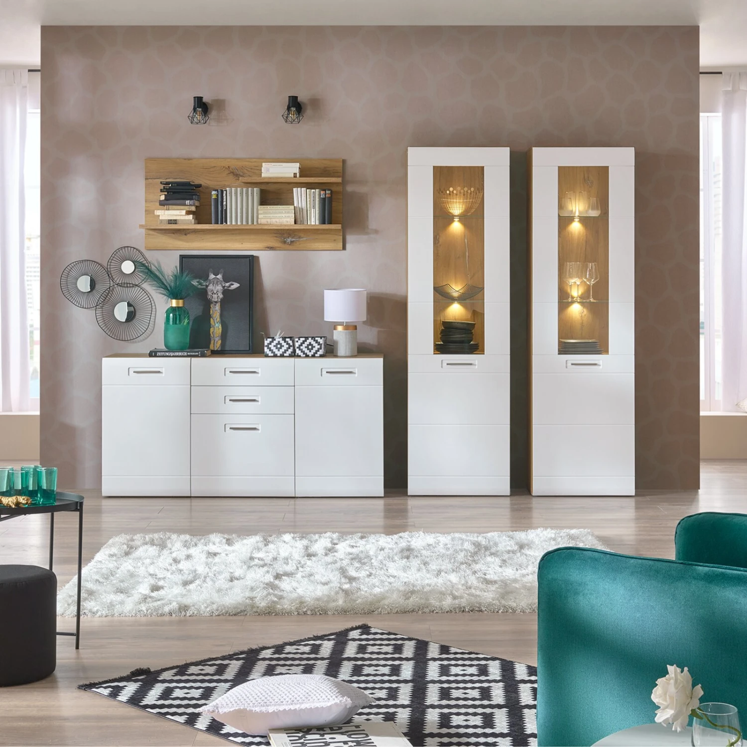 Luca Bessoni Standvitrine AURIS - weiß-Flagstaff Eiche - 60 cm 5 Luca Bessoni Standvitrine AURIS - weiß-Flagstaff Eiche - 60 cm – Bild 5