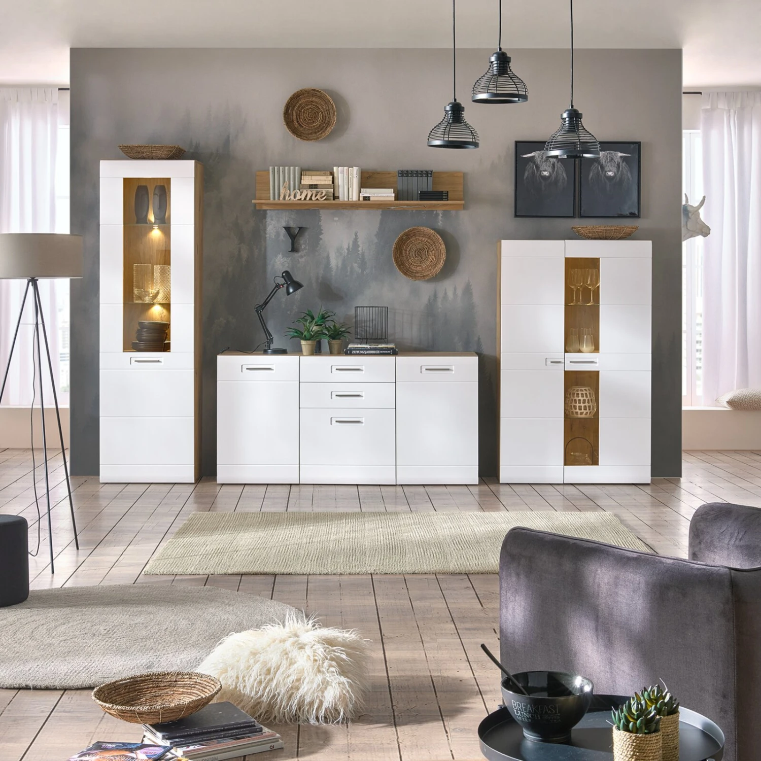 Luca Bessoni Standvitrine AURIS - weiß-Flagstaff Eiche - 60 cm 8 Luca Bessoni Standvitrine AURIS - weiß-Flagstaff Eiche - 60 cm – Bild 8