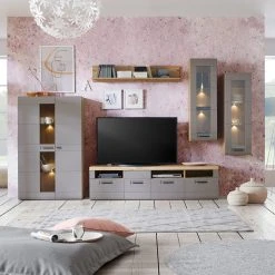 Luca Bessoni Highboardvitrine AURIS - Basalt-Flagstaff Eiche - 95 cm -Esszimmer Verkaufsgeschäft 1016021600 05 1600Wx1600H