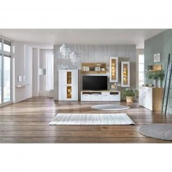 Luca Bessoni Highboardvitrine AURIS - weiß-Flagstaff Eiche - 95 cm -Esszimmer Verkaufsgeschäft 1016021601 10 1600Wx1600H