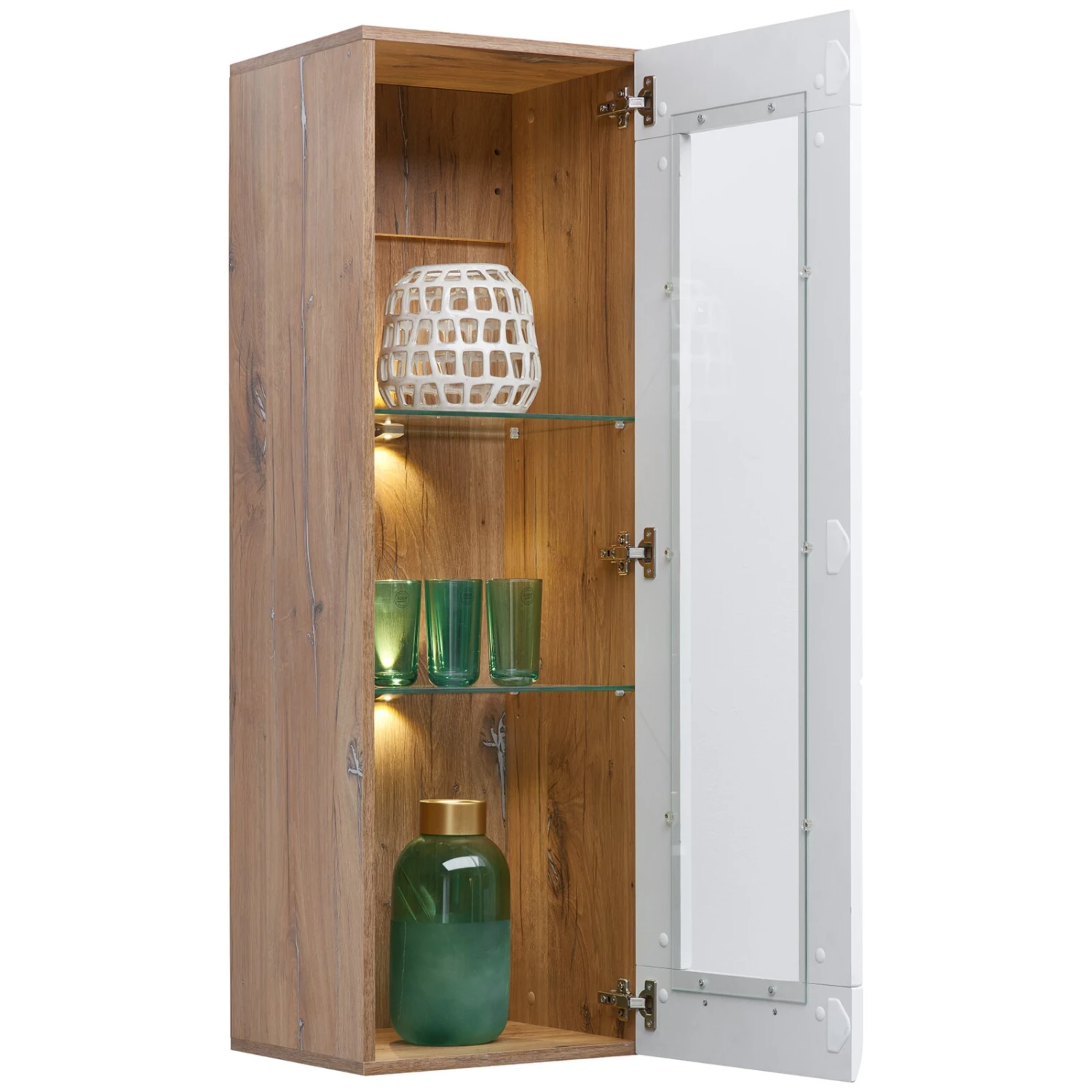 Luca Bessoni Hängevitrine AURIS - weiß-Flagstaff Eiche 3 Luca Bessoni Hängevitrine AURIS - weiß-Flagstaff Eiche – Bild 3