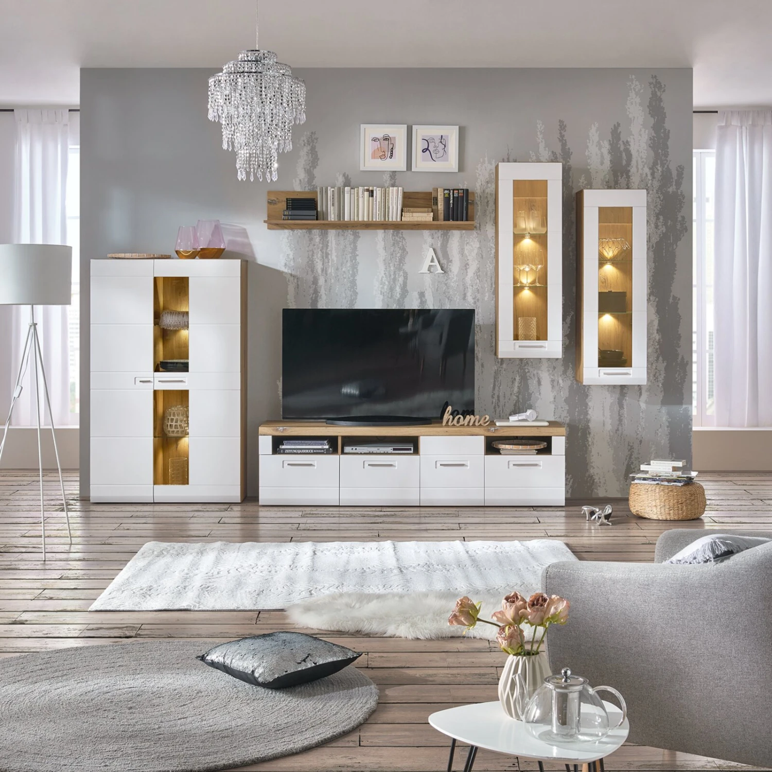 Luca Bessoni Hängevitrine AURIS - weiß-Flagstaff Eiche 8 Luca Bessoni Hängevitrine AURIS - weiß-Flagstaff Eiche – Bild 8