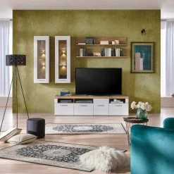 Luca Bessoni Lowboard AURIS - weiß-Flagstaff Eiche - 190 cm -Esszimmer Verkaufsgeschäft 1016022101 08 1600Wx1600H