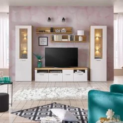 Luca Bessoni Lowboard AURIS - weiß-Flagstaff Eiche - 190 cm -Esszimmer Verkaufsgeschäft 1016022101 09 1600Wx1600H