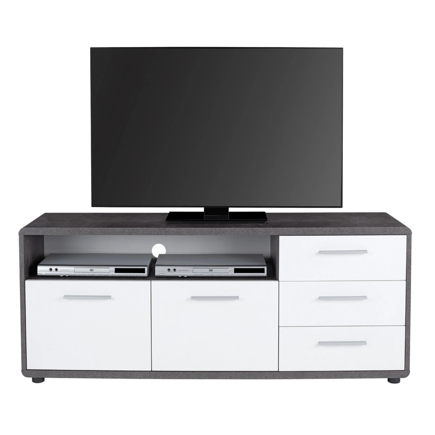 TV-Lowboard - Betonoptik-weiß - 3 Schubkästen - 150 cm 2 TV-Lowboard - Betonoptik-weiß - 3 Schubkästen - 150 cm – Bild 2