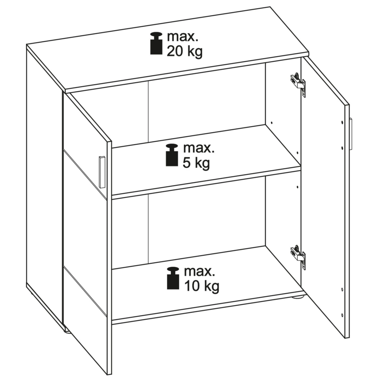 Kommode - Alpinweiß - 2 Türen - 88 cm breit 2 Kommode - Alpinweiß - 2 Türen - 88 cm breit – Bild 2