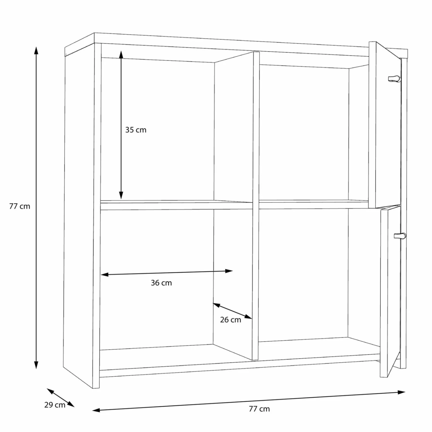Kommode - Artisan Eiche-weiß - 77 cm breit - vier Türen 6 Kommode - Artisan Eiche-weiß - 77 cm breit - vier Türen – Bild 6