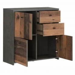 Kommode - Betonoptik-Old Wood Vintage - 77 cm breit - drei Türen zwei Schubkästen -Esszimmer Verkaufsgeschäft 1023003701 03 1600Wx1600H